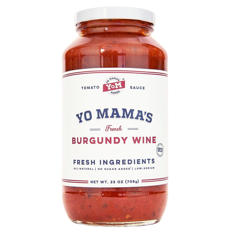 Yo Mama's Foods Keto Burgundy Wine Pasta Sauce - Pack of (1) - No Sugar Added, Low Carb, Low Sodium, Gluten Free, Paleo Friendly, and Made with Whole, Non-GMO Tomatoes
