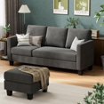 thumbnail image 3 of Convertible Sectional Sofa Couch, 3 Seat L-Shaped Sofa with Linen Fabric, Movable Ottoman Small Couch for Small apartments, Living Room and Office (Dark Gray), 3 of 8