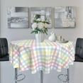 thumbnail image 2 of Spring Summer Easter Tablecloth Round 60 inch Watercolor Buffalo Check Plaid Bunny Table Cloths Table Covers for Kitchen Party Dinner Tabletop Decoration, 2 of 6
