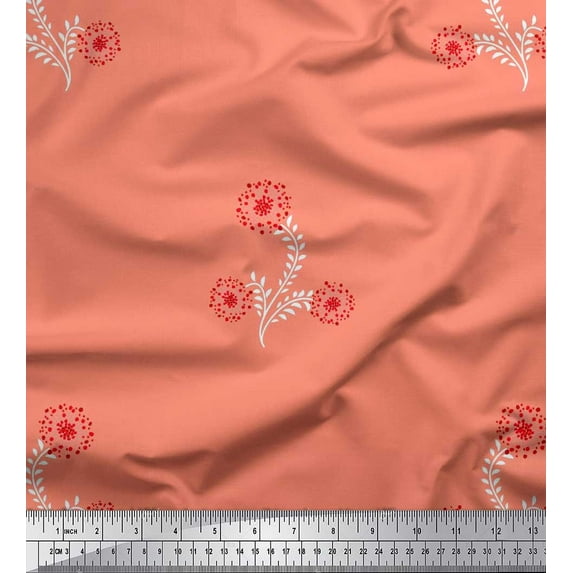 Soimoi Rayon Crepe Fabric Leaves & Floral Artistic Decor Fabric Printed Yard 46 Inch Wide