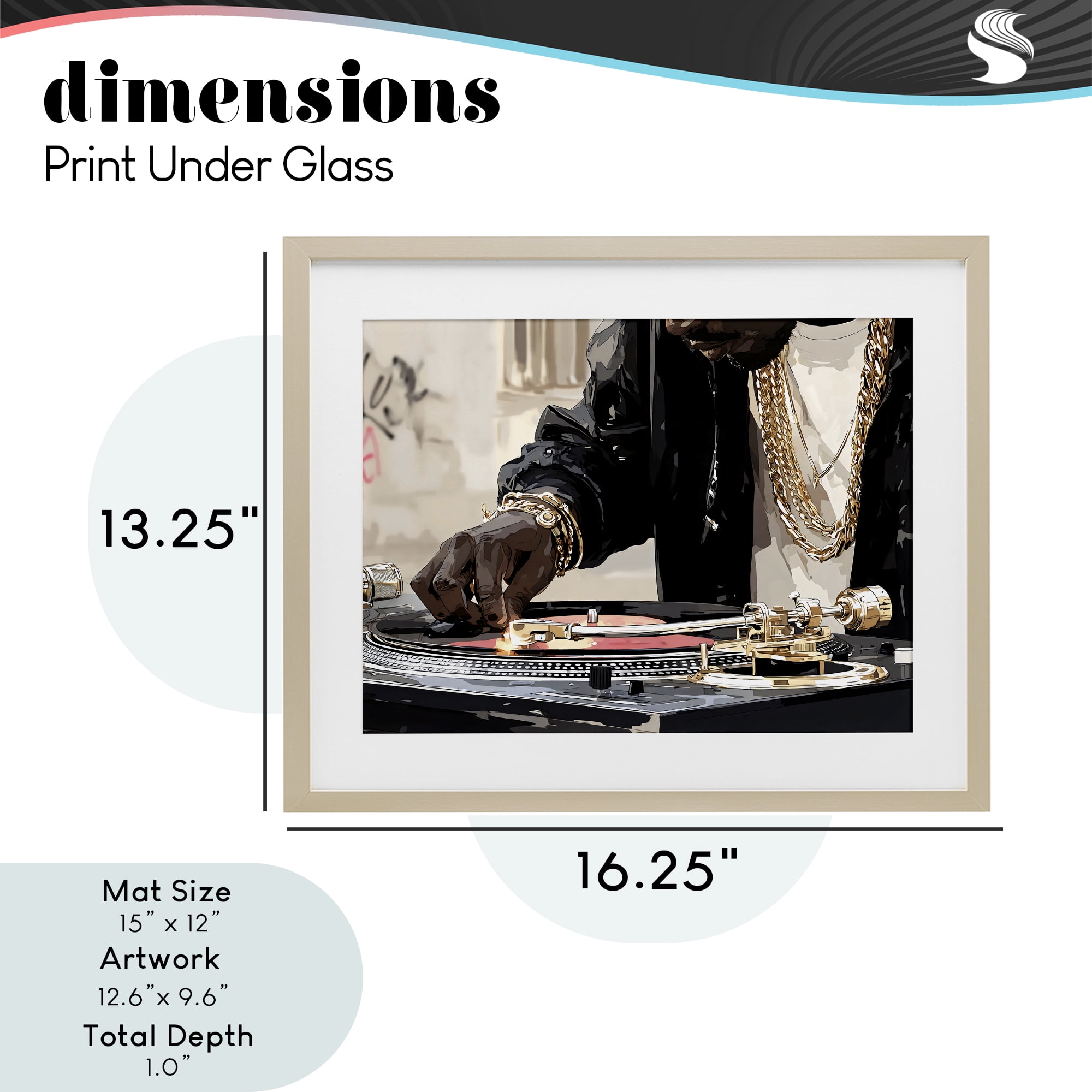 Stupell Industries Golden Touch on DJ's Turntable Birch Framed Print Under Glass, design by Franklyn Gregory
