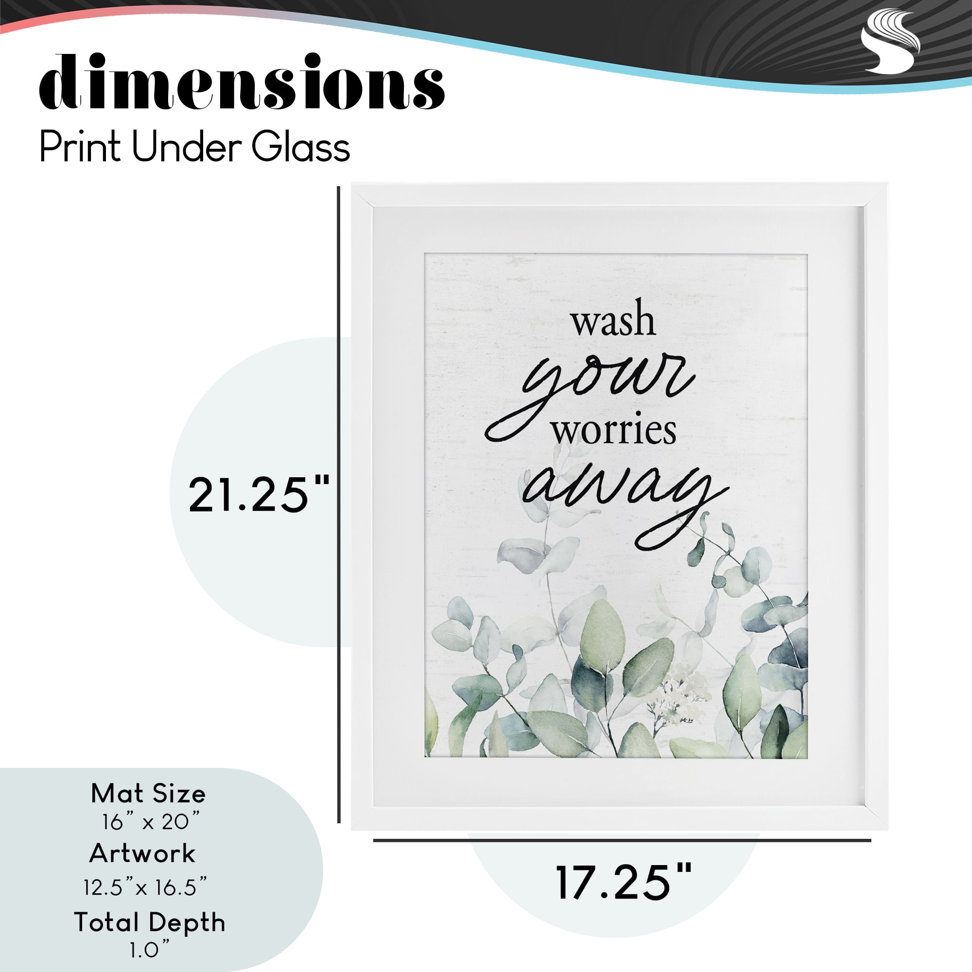 Wash Worries Away Herb Leaves White Framed Print Under Glass, design by Lettered and Lined