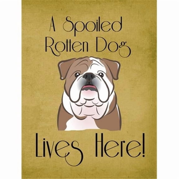 English Bulldog Spoiled Dog Lives Here Flag Garden Size