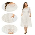 thumbnail image 3 of Women's Vintage Floral Lace Sleeve Bridesmaid Party Dress,white,XXL, 3 of 5