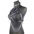thumbnail image 3 of Sexy Underwear Chest Harness Body Bra BDSM Erotic Lingerie Choker Top Goth Leather Harness Mature Suspenders For Stockings, 3 of 5