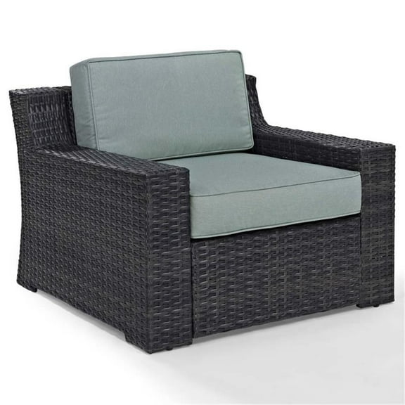Pemberly Row Wicker Patio Chair in Brown and Mist