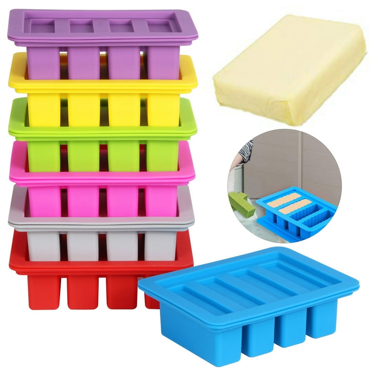 Mosey Silicone Butter Mold with Airtight Lid 4 Cavities Food Grade Homemade  Butter Making Mould Refrigerator Storage Box Food Container Kitchen