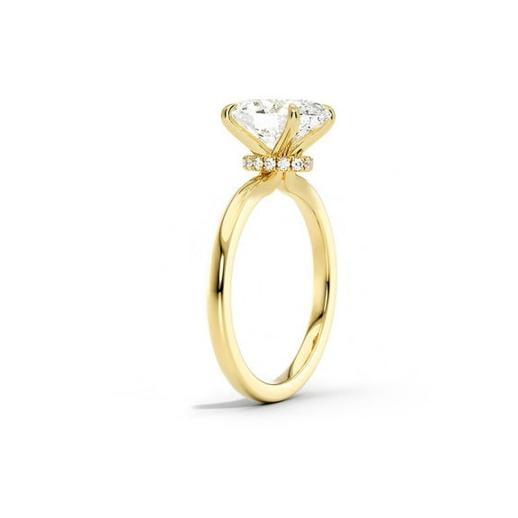 Cora Jewellery 3CT Cushion cut Solitaire Moissanite Ring, Hidden Halo Engagement Ring for Women, 10K Yellow Gold, 5 US