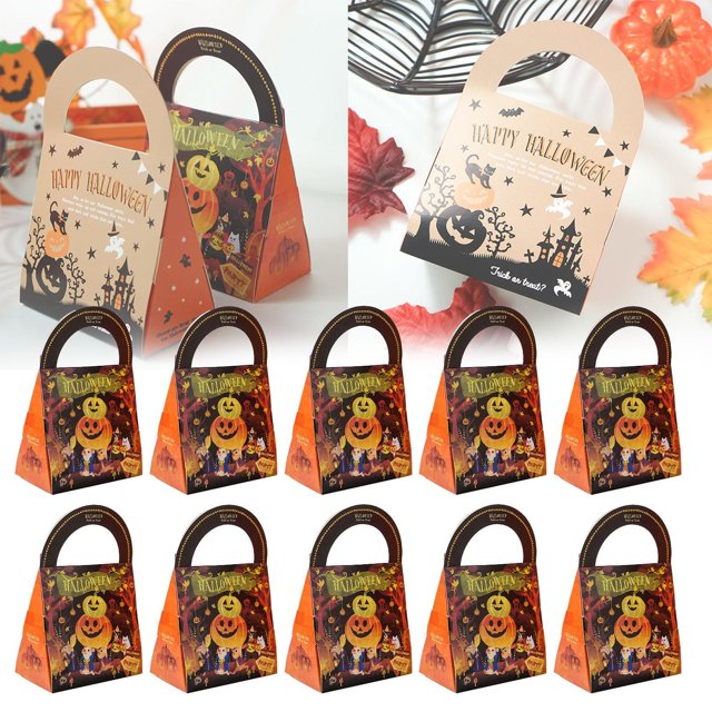 10 Pcs Sacs de Bonbons d'Halloween 15 Pcs Sacs en Papier d'Halloween Sacs à Bonbons d'Halloween Boîtes à Biscuits d'Halloween Sacs Cadeaux de Fête d'Halloween Sacs de Rangement Alimentaire