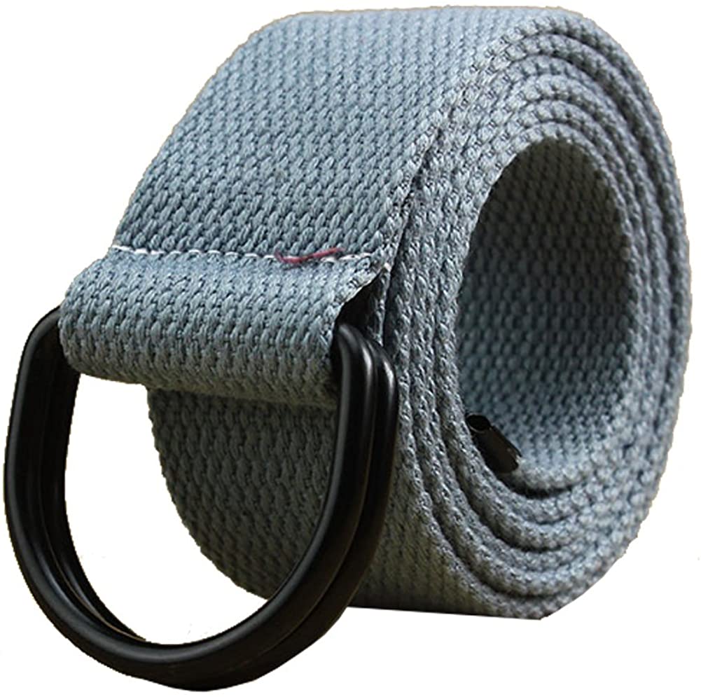 Canvas D-Ring Belt For Men & Women - 1.5" Width, Adjustable No-Hole Webbing Belt (Multiple Sizes)