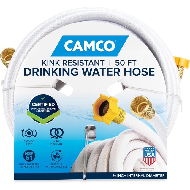 xianlin-TastePURE 50-Ft Water Hose - RV Drinking Water Hose Contains No Lead, No BPA & No Phthalate - Features Diamond-Hatch Reinforced PVC Design - 5/8\u201d Inside Diameter, Made in The USA (22793)
