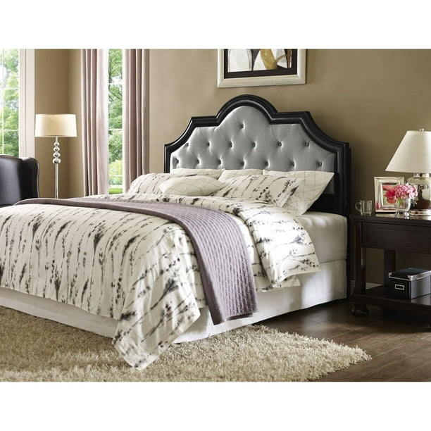 Queen Headboard, Black Frame/Metallic Upholstery