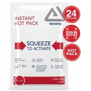 Dynarex Instant Hot Packs, Disposable Heat Pack for Warm Compress, 5” x 9”, 24 Count