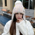 thumbnail image 5 of Women's Winter Fleece-Lined Knit Hat - Thick and Warm with Earflaps and Fluffy Pom-Pom, Hand Washable and Portable Design, Women's Winter Hat with Ear Protection, 5 of 9