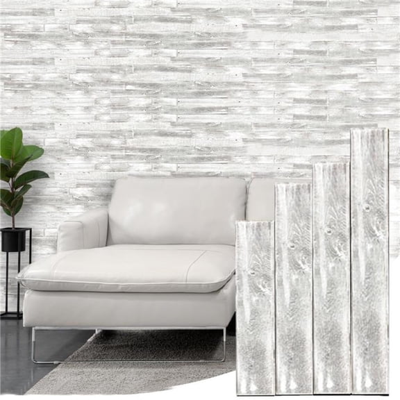 BARNWOODUSA Real Reclaimed Wood Planks - Easy Nail-Up Shiplap Panels for Rustic Wood Wall Paneling (White Wash, 3 Square Feet)