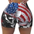 thumbnail image 2 of Daiia Largemouth Bass Fish in USA Pattern Women's Workout Shorts Biker Shorts - High Waisted Workout Spandex Tummy Control Gym Running Yoga Shorts-Medium, 2 of 8