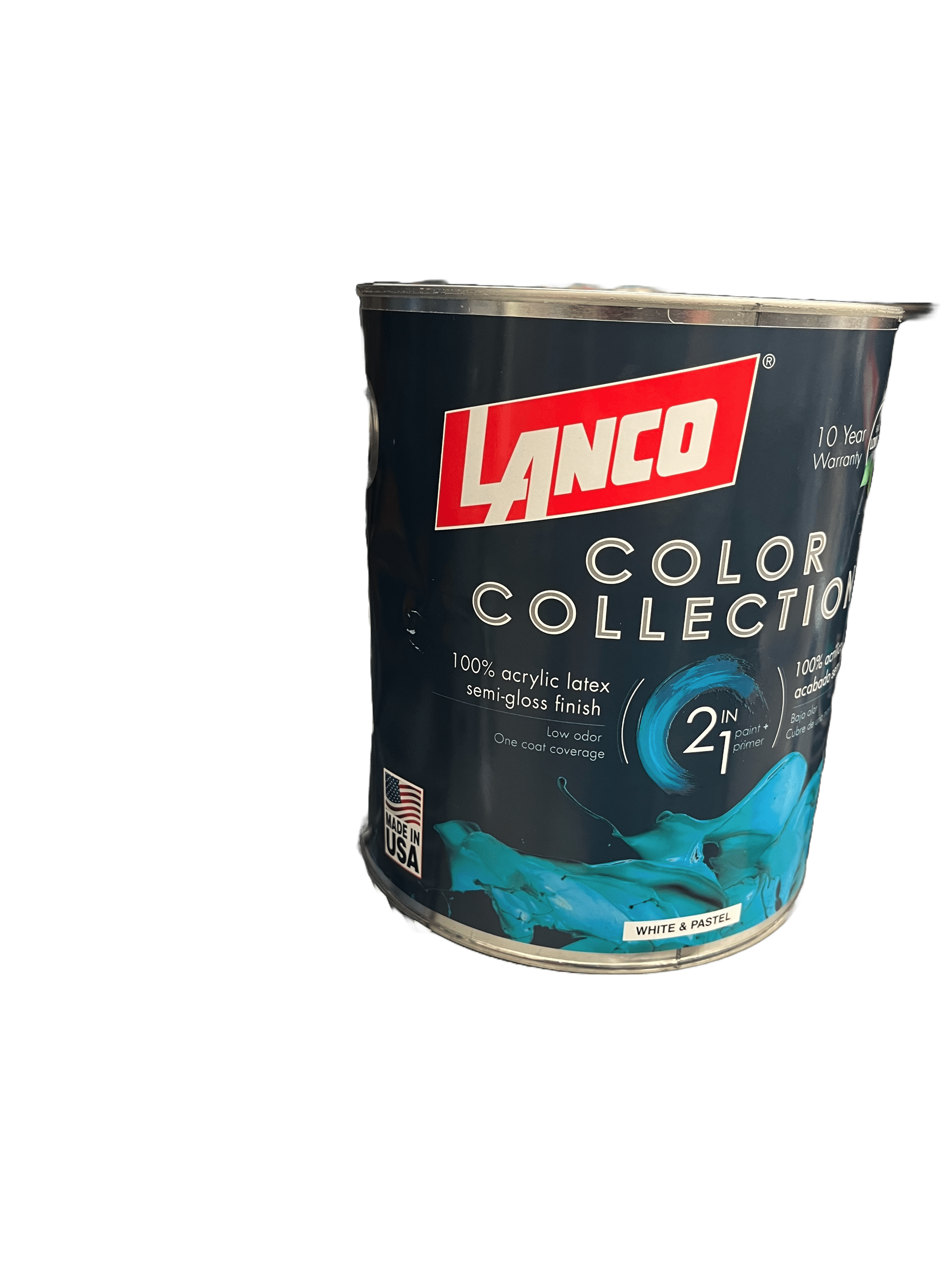 Lanco Color Collection 2 in 1, Semi Gloss Interior & Exterior Wall & Trim Paint, White & Pastel Base Finish, 1 Gallon