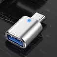 thumbnail image 3 of Adaptador De Tipo C A Usb3.0 Conector de adaptador tipo C a USB OTG Indicador LED 3A Carga rápida (Plata), 3 of 5