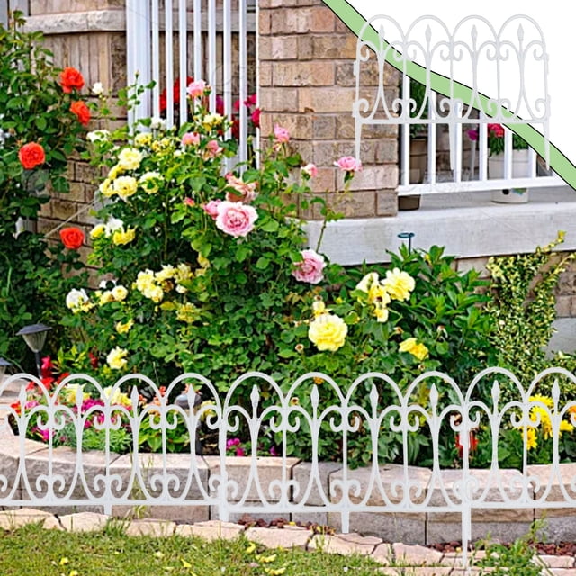Plastic Garden Fence Picket Border Panel Lawn Edging Set For Flower Bed Yard Landscaping Outdoor Garden Divider Decor Pathway Tree Ring Fence Holiday Party Home Patio Courtyard Seasonal Garden Decor