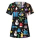 thumbnail image 4 of Pntutb Blusa de manga corta con cuello en V para mujer, uniforme con bolsillos estampados de Navidad Pntutb Pntutb-7154, 4 of 4