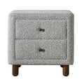 thumbnail image 2 of Grey Boucle Nightstand - 2 Drawer Bedside Table, Modern Minimalist Bedroom Furniture, Chic Upholstered Nightstand with Wooden Legs Grey + 2 Drawers + Bedroom + Rectangle + Drawers, 2 of 6