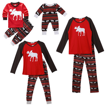 

Fanvereka Family Matching Christmas Pajamas Adults Kids Tops+Pants Baby Xmas Romper