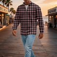 thumbnail image 4 of Men's Plaid Waffle Knit Sweatshirt Quarter Zip Pullover Stand Collar Long Sleeve Loose Fit Casual Sweatshirt For Fall Winter Daily Wear, S, 4 of 7