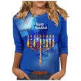 thumbnail image 2 of Mceream Hanukkah Womens 3/4 Sleeve Shirts Dressy Casual Plus Size Crewneck Tunic Tops Loose Fit Tees Red Blouses Business Casual Print 2025 Dressy Casual Spring Summer Outfits Vestido Para NiñAs L, 2 of 5