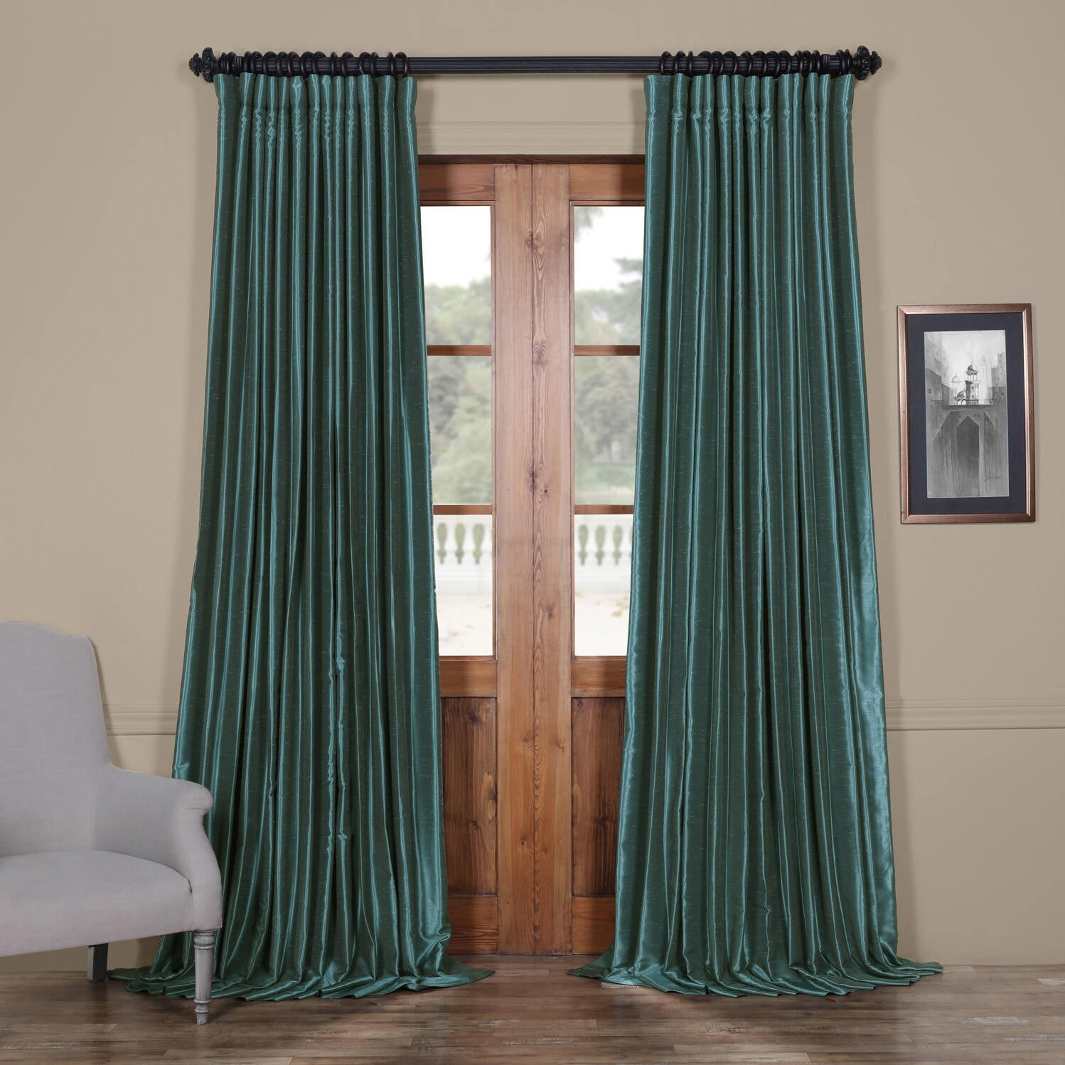 Exclusive Fabrics Faux Silk Extra-Wide Blackout Curtain - Walmart.com