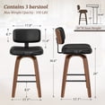 thumbnail image 3 of Dycanpo 26"H Counter Height Bar Stool Set of 3 with Back PU Leather for Home Kitchen, Black, 3 of 7