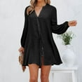 thumbnail image 2 of Lindreshi Fall Dresses for Women 2025 Homecoming Dresses Women's Fashion Winter Solid Blouse V-Neck Button Sleeve Dress, 2 of 5