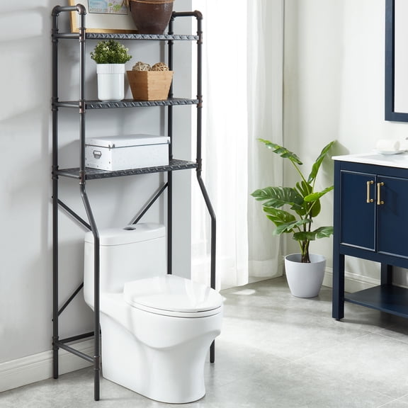 Kilrea 3-Shelf Metal Over the Toilet Shelf Organizer, Sand Black