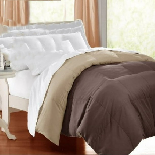 Home Design Down Alternative Comforter, Brown/Tan Full/Queen - NEW