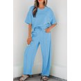 thumbnail image 2 of Women's Sky Blue Matching Set – Drop Shoulder Boxy Tee and High Waist Barrel Pants, S, 2 of 12
