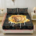 thumbnail image 2 of COEQINE Twin Sheet Set Soft Fade Resistant 3 Pieces Bed Sheets Set All Around Elastic Fitted Bedsheet & Pillowcases Home Decor for Twin Size Bed, Lion Sunflower Splash, 2 of 5