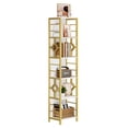 thumbnail image 2 of ModFusion 5-Tier White & Gold Bookcase, Tall Narrow Bookshelf with Metal Frame, Open Storage Organizer Display Rack for Living Room, Home, Office, Gold, 2 of 9