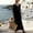 Black, variant on Morttic Women's Simple V-Neck 3/4 Sleeve Long Dress – Solid Color, Collar Decorative Buttons, Casual Summer Outfit Gray,S