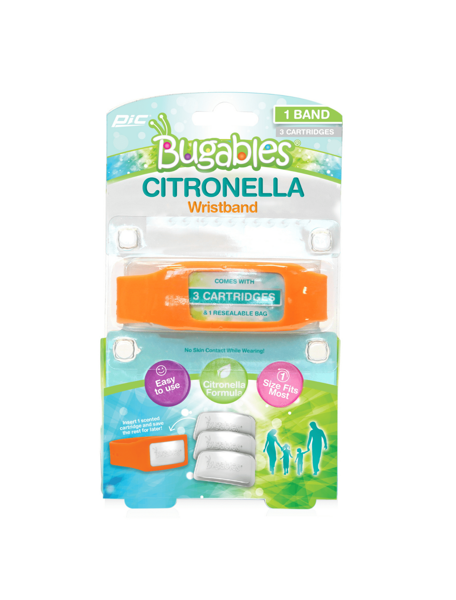 Bugables Citronella Reusable Wristband, One Size Fits All, 1 Pack