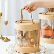 Gnmfd Transparent Multifunctional Candy Dessert Storage Box with Leather Handle for Small Gifts Jewelry Organization Storage Bins with Lids Home Office Decorative Holiday Gift