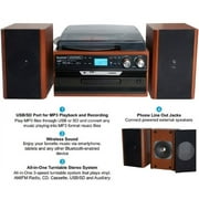Boytone BT-24MB Bluetooth Turntable with Accessories Included, Mahogany
