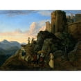 thumbnail image 2 of Adrian Ludwig Richter 24x19 Black Ornate Framed Double Matted Museum Art Print Titled: Civitella (Evening), 2 of 5