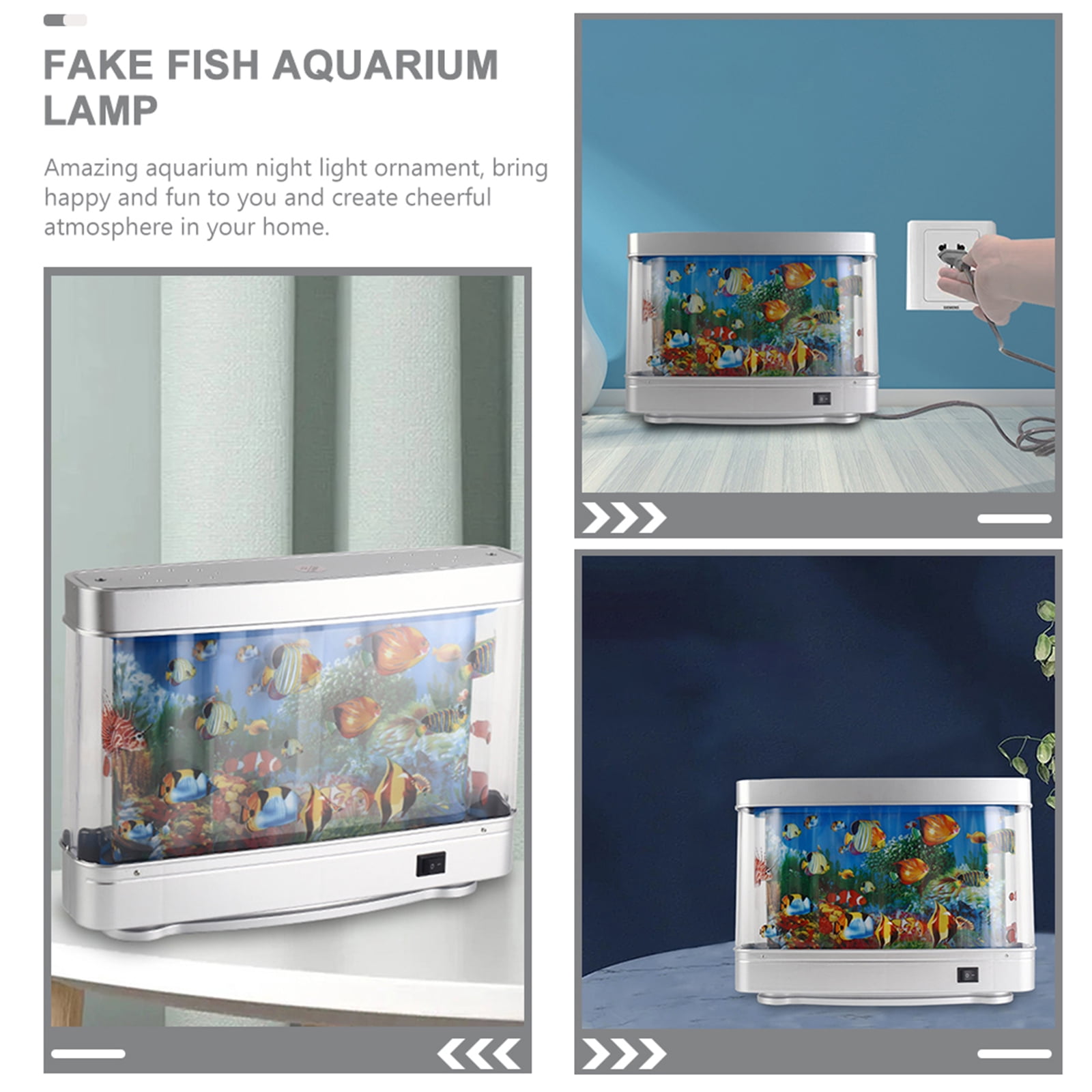 Fake Motion Fish Tank Mini Aquarium, Artificial Tropical Decorative Lamp Night Light with Moving Fish