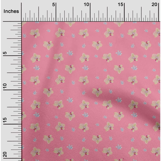 oneOone Polyester Lycra Fabric Orchid Floral Printed Fabric 1 Yard 56 Inches Wide