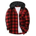 thumbnail image 4 of Cethrio Boys Shirt Jackets, Lightweight Casual Hooded Long Sleeve Plaid Shirts Red Size 8, 4 of 6
