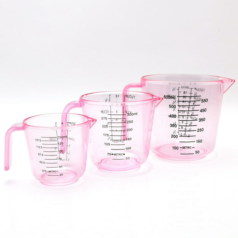 NEW Tupperware Measuring Cups Set of 6 PINK Curved Embossed Handle Baking  Tools