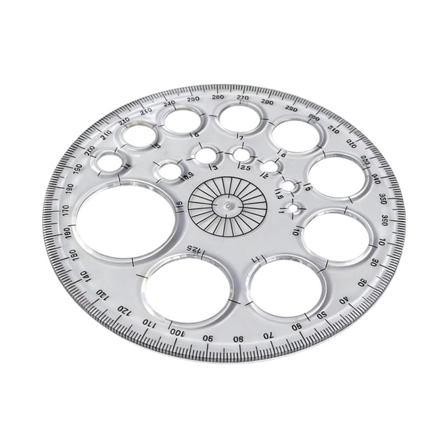Plantilla circular, transportador redondo de 360 grados, 16 tamaños, multifuncional, herramienta de medición, suministros de dibujo técnico.