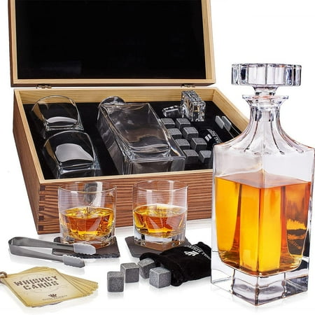

Whiskey Decanter Gift Set by YIGOU | Husband Birthday Gifts Artisan Crafted Chilling Rocks Stones Scotch Bourbon Holder – Gift for Men Dad Boyfriend Anniversary