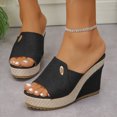 thumbnail image 5 of Sandals Women Wedge Open Toe Thick Soled Slip-on Spring Summer Fashionable Casual Versatile Solid Color Beach Shoes, 5 of 10