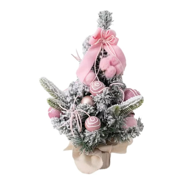 Mini de Navidad de mesa, pequeños árboles de Navidad artificiales s, nieve para decoración navideña, decoraciones navideñas rosa 40cm