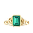 thumbnail image 4 of Rosec Jewels Created Emerald Solitaire Ring with Diamond for Women - Celtic Knot Ring (6X8 mm), 10K Yellow Gold, US 4.50, 4 of 8